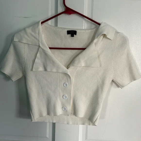 Boutique White crop button down - Picture 1 of 2
